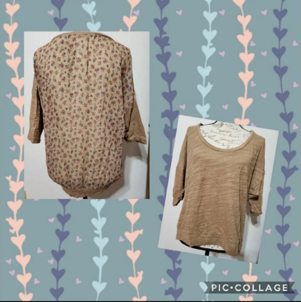XL High Low Top w/ Sheer Floral Back
